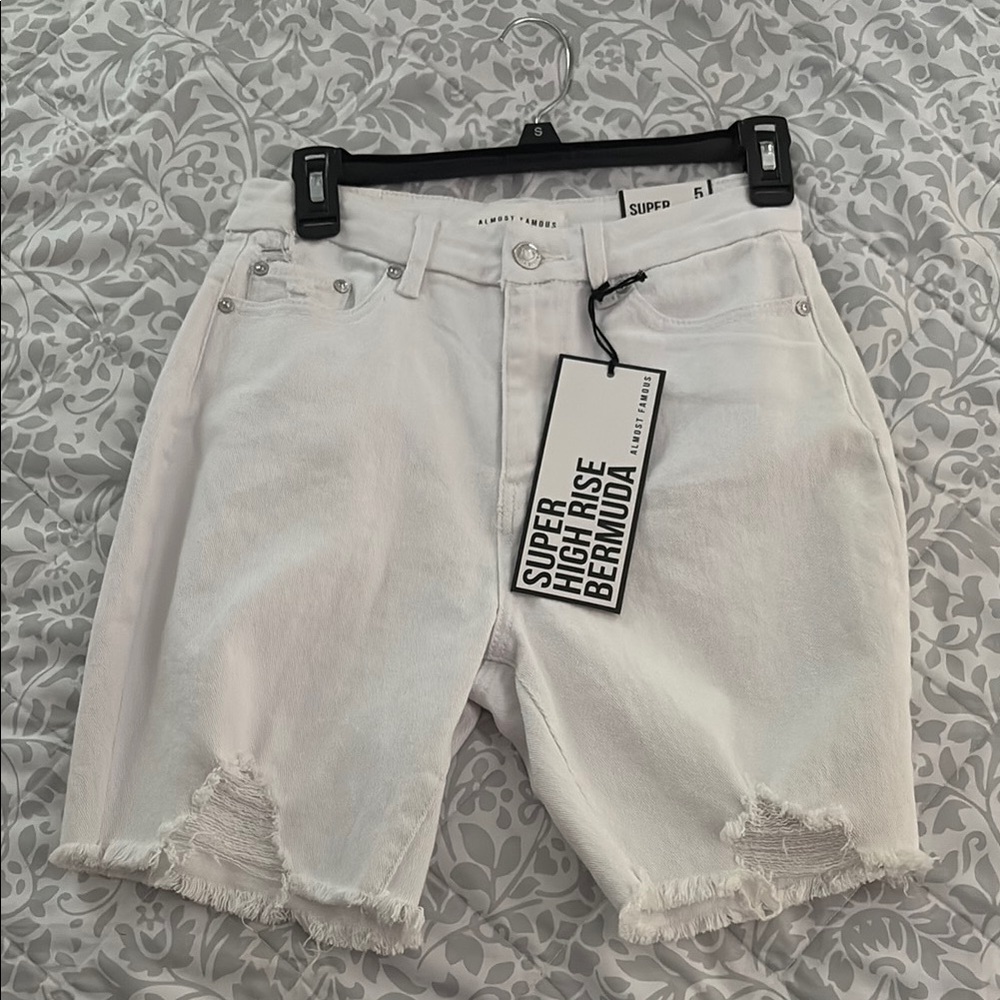 Almost Famous White Bermuda Shorts Distressed Casual